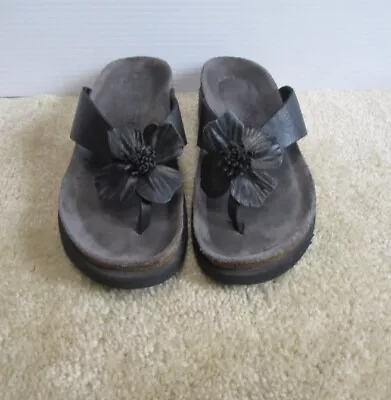 Mephisto Violette Women's Black Leather Flower Slip On Thong Sandals Size EU 36  • $24.99