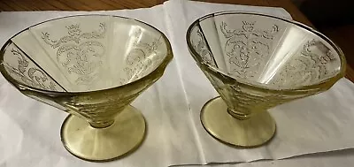 Vintage Madrid Yellow Depression Glass Sherbert Cone Shaped Dish - Set Of 2 • $11.99