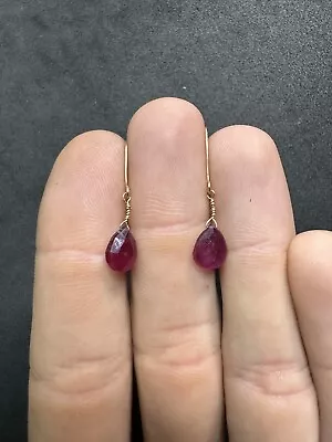 .97g Vintage 14k Yellow Gold Ruby Drop Earrings Jewelry Lot P • $45