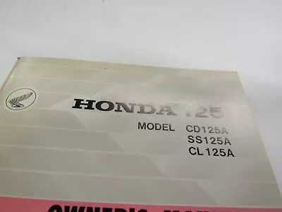 Oem Original Honda Owners Manual Cd125a Ss125a Cl125a • $24.99