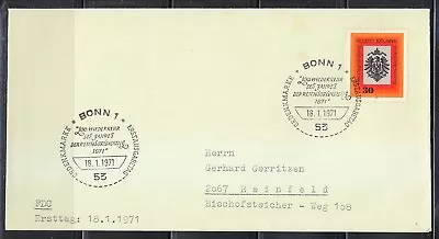 Germany 1971 FDC Cover Imperial Eagle German Empire Mi 658 Sc 1052.Bonn • $1.69