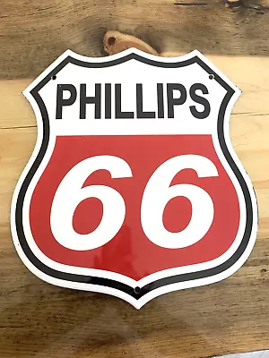 Vintage Phill 66 Road Street Gas Oil Soda Pop Porcelain Gasoline Motor Oil Sign • $20.15