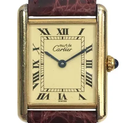 CARTIER VERMEIL Must Tank Quartz Men's Watch Ref 590005 Gold Dial Ex++ • $1662.84