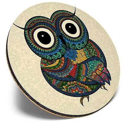 £3.99 • Buy Round Single Coaster  - Colourful Owl Design Bird Birds  #44671