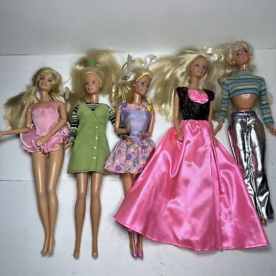 Vintage Barbie Doll Lot Of 5 - Ballerina Green Corduroy Pink Dress Y3 • $20.69