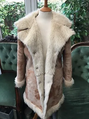 Vintage Afghan Faux Sheepskin Coat Boho Hippie • £49.99