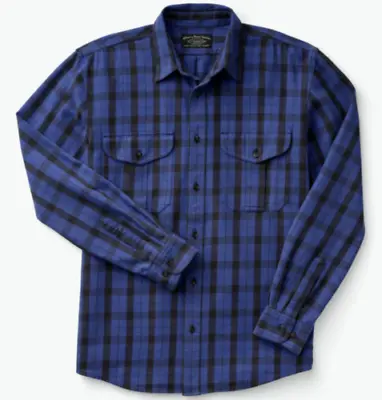 Filson Vintage Wash Alaskan Guide Shirt 20172102 Cobalt Blue Black RARE CC • $129.99