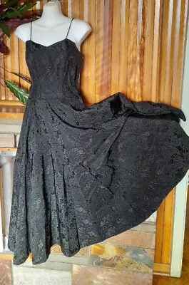 Australian Vintage 1950's Or 60's Black Dress Full Swing Skirt S • $55