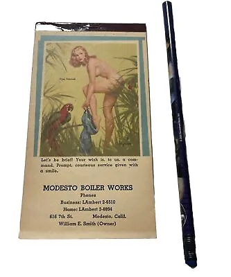 Modesto Boiler Works Pinup Calendar 1959 August & Notebook B3f9 Gil Elvgren Orig • $22.50