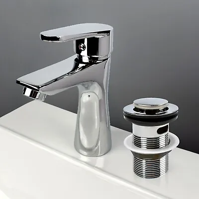 £8.99 • Buy Bathroom Tap Basin Mixer Chrome + Slotted / Unslotted Waste - Mono Single Lever