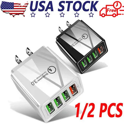 US 4 Port Fast Quick Charge QC 3.0 USB Hub Wall Home Charger Power Adapter Plug • $7.19