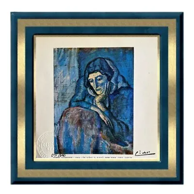 Pablo Picasso Original Signed Hand Tipped Print - Woman In Blue1902 • $117