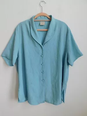 Women Ladies Size 24 Light Blue Blouse Button Up Mackays  • £9.99