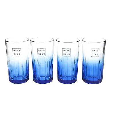 4 X Beckham Haig Club Whisky Whiskey HiBall Blue Glass Pub Bar Branded 12floz • £12.99