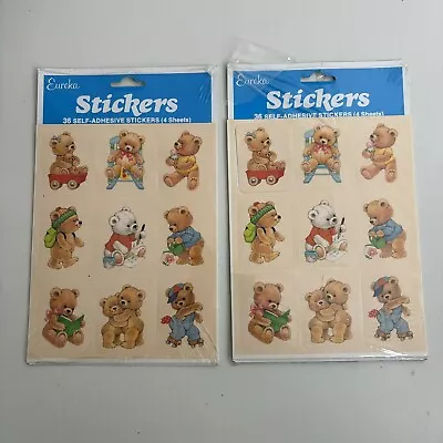 Vintage NOS Eureka Giant Stickers NEW Scrapbooking Cute Teddy Bears Roller Skate • $17.99