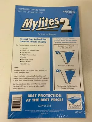 MYLITES 2 STANDARD  COMIC BOOK SIZE 50 Pack Comic Bags 7 1/4 X 10 1/2  • $22.16