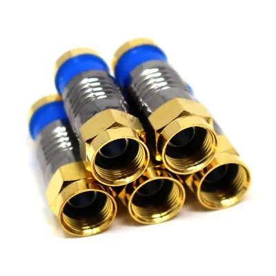 £2.89 • Buy Gold Snap Seal Compression Type F Plug Connector Rg6 Wf100 Coax Cable Coaxial