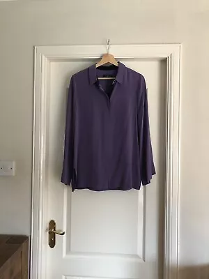 M&S Autograph 100% Silk Purple Blouse Size 12 BNWOT • £16.99