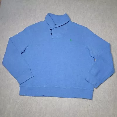 Vtg Polo By Ralph Lauren Varsity Collar Sweater 2 Button Blue Mens Sz 2XL • $14.19