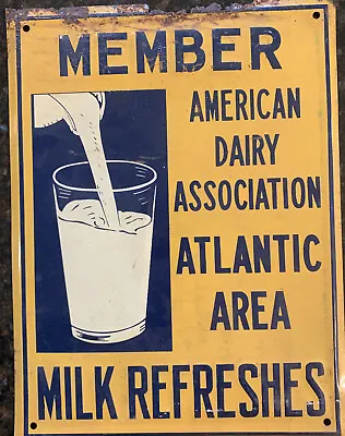 Vintage Embossed American Dairy MILK SIGN Atlantic Area Read • $125