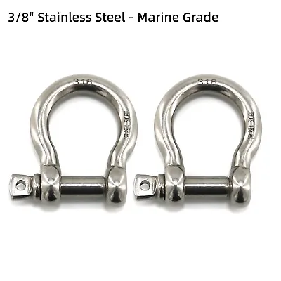 D Ring Shackle 3/8 Stainless Steel Heavy Duty Bow Shackle Clevis Screw Pin 2 PCS • $12.99