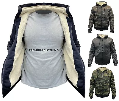 £16.99 • Buy Ex Store Mens Sherpa Fleece LINED Thermal Hooded Fur Jackets Thick EXTRA Warm