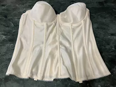 NWOT DOMINIQUE Ivory Satin Boned Long Line Bustier Corset 38B • $28.99