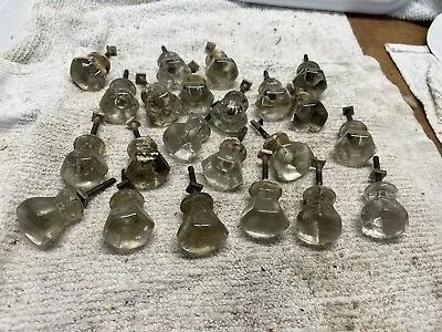 Vintage Lot Mixed Clear Glass Knobs Drawer Pulls Hardware Antique • $30