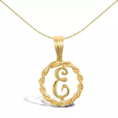 Solid 9ct Gold Mersham Jewels Rope Identity Initial Charm Pendant Letter E • £69.99