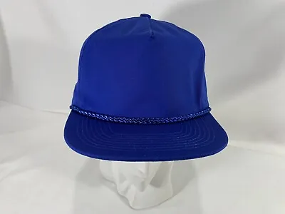 Vintage Trucker Hat Cap ROYAL BLUE Adjustable Mesh Snapback W/Cord NEW NOS • $9