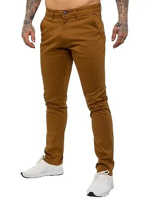 Mens Enzo Jeans Skinny Slim Fit Chinos Super Stretch Distressed Denim Trousers • £19.99