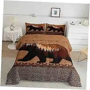 Bear Comforter Set Brown Patchwork Cowhide Quilt Bedding Sets Queen Multi 31 • $34.29