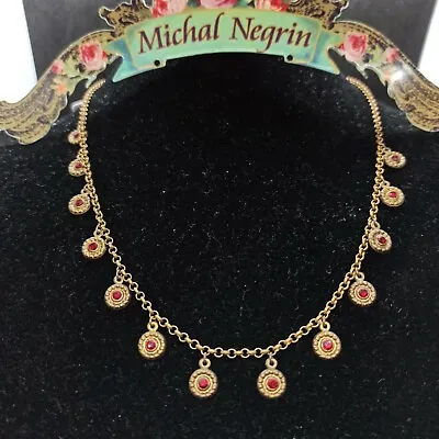 Michal Negrin Red Necklace Chandelier Drop With Swarovski Crystals Signed New • $55.20