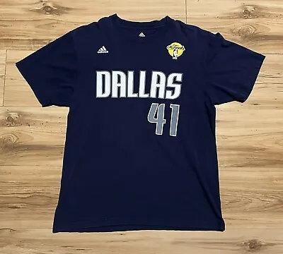 Adidas NBA Finals Dallas Mavericks Mavs Dirk Nowitzki #41 Shirt Mens Large Blue • $44.99