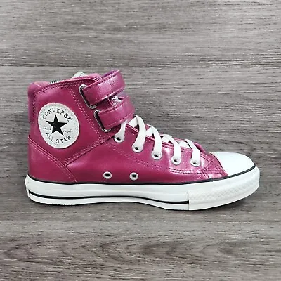 Converse All  Star Leather High Top Metallic Dark Pink White Trainers UK 6 • £25