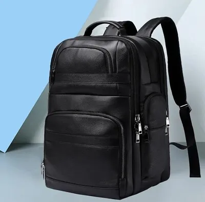 Men's Vintage Leather Backpack 15.6  Laptop Bag Large Capacity Business Travel • $115.99