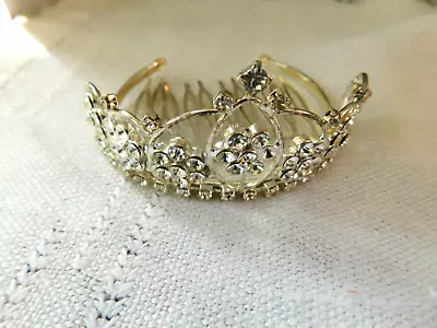 Mini Rhinestone Princess Tiara Crown Hair Comb For Doll Or Girl • $14.99