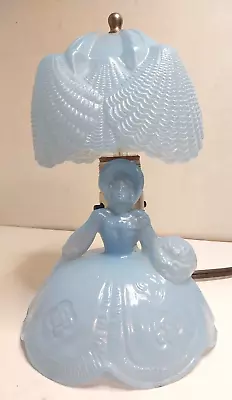Vintage Blue Glass Victorian Lady Boudoir Table Lamp Free Shipping • $42.99