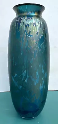 £4.20 • Buy Vintage Royal Brierley Blue/green Irridescent Glass Studio Vase - Michael Harris