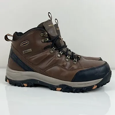 Skechers Men’s Relment Traven Brown Leather Waterproof Hiking Boots Size 7.5 • $40.79