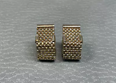Mesh Link Snap Snapper Yellow Gold Plated Wrap Around Cuff Links • $19.95