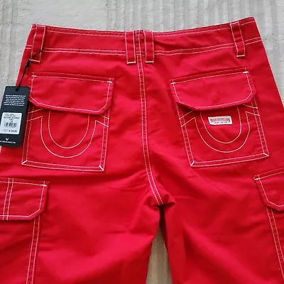 True Religion Women's Straight Leg Midrise Red Military Cargo Pants Size 28 NWT • $60