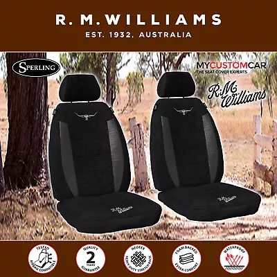 $88.11 • Buy RM Williams RMW Longhorns Suede Velour Black Front Car Seat Covers