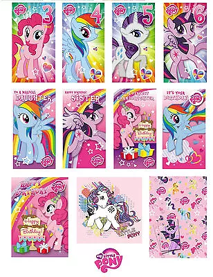 Official MY LITTLE PONY Happy Birthday Cards ~ Gift Wrap & Tag ~ Relations Ages • £2.95