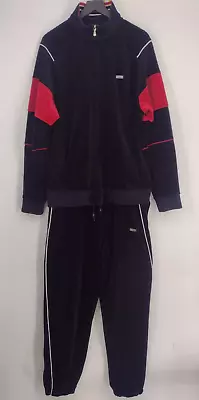 VTG Enyce Velour Tracksuit Jacket Pants Sweatsuit 'Jordan Bulls' Red Black Men L • $150