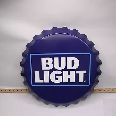 Bud Light Bottle Cap Sign Metal Blue 18  Diameter X 1 1/2  Deep BC2118 • $20.97