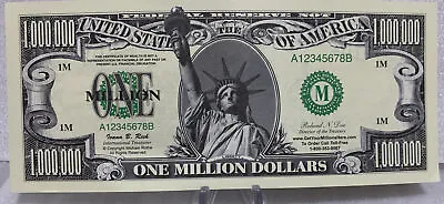 * Statue Of Liberty Million Dollars Lot Of 2-1000000 Novelty Dollar Bills • $1.99