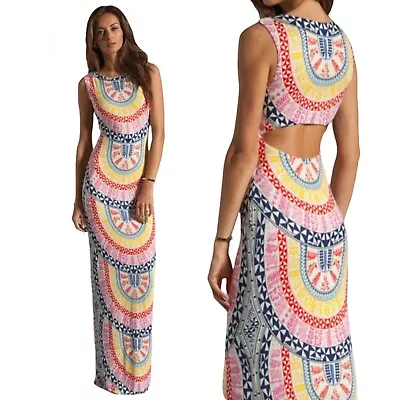 Mara Hoffman Printed Slit Column Maxi Dress Medicine Wheel White Women Size XS • $108