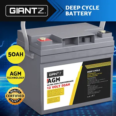 Giantz 12V 50Ah AGM Deep Cycle Battery Marine Sealed Power Solar 4WD Camping • $109.95