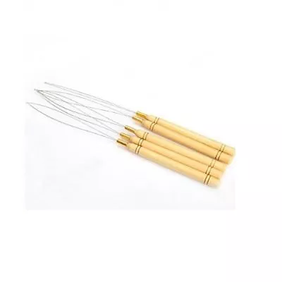 2pcs Wooden Handle Hair Extension Pulling Threader Micro Rings Bead Loop Tools • $6.52